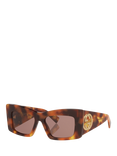 Gucci GC002386 Women's Chunky Rectangular Sunglasses, Tortoise Blonde