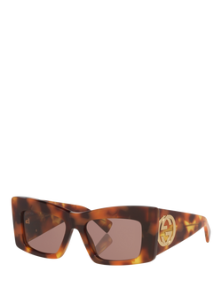 Gucci GC002386 Women's Chunky Rectangular Sunglasses, Tortoise Blonde, Tortoise Blonde