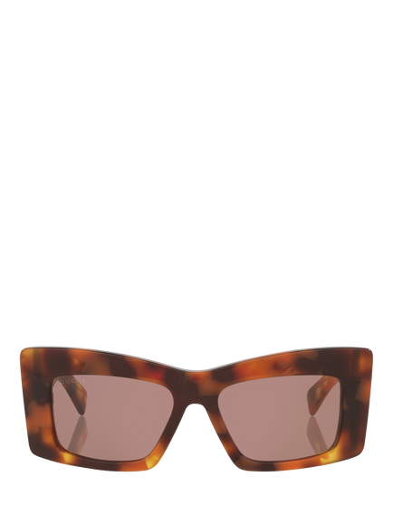 Gucci GC002386 Women's Chunky Rectangular Sunglasses, Tortoise Blonde - view 2, Tortoise Blonde
