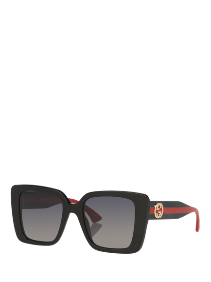 Gucci GC002405 Women's Square Sunglasses, Black, Black