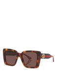 Gucci GC002405 Women's Square Sunglasses, Tortoise