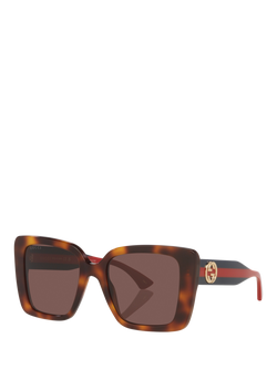 Gucci GC002405 Women's Square Sunglasses, Tortoise, Tortoise