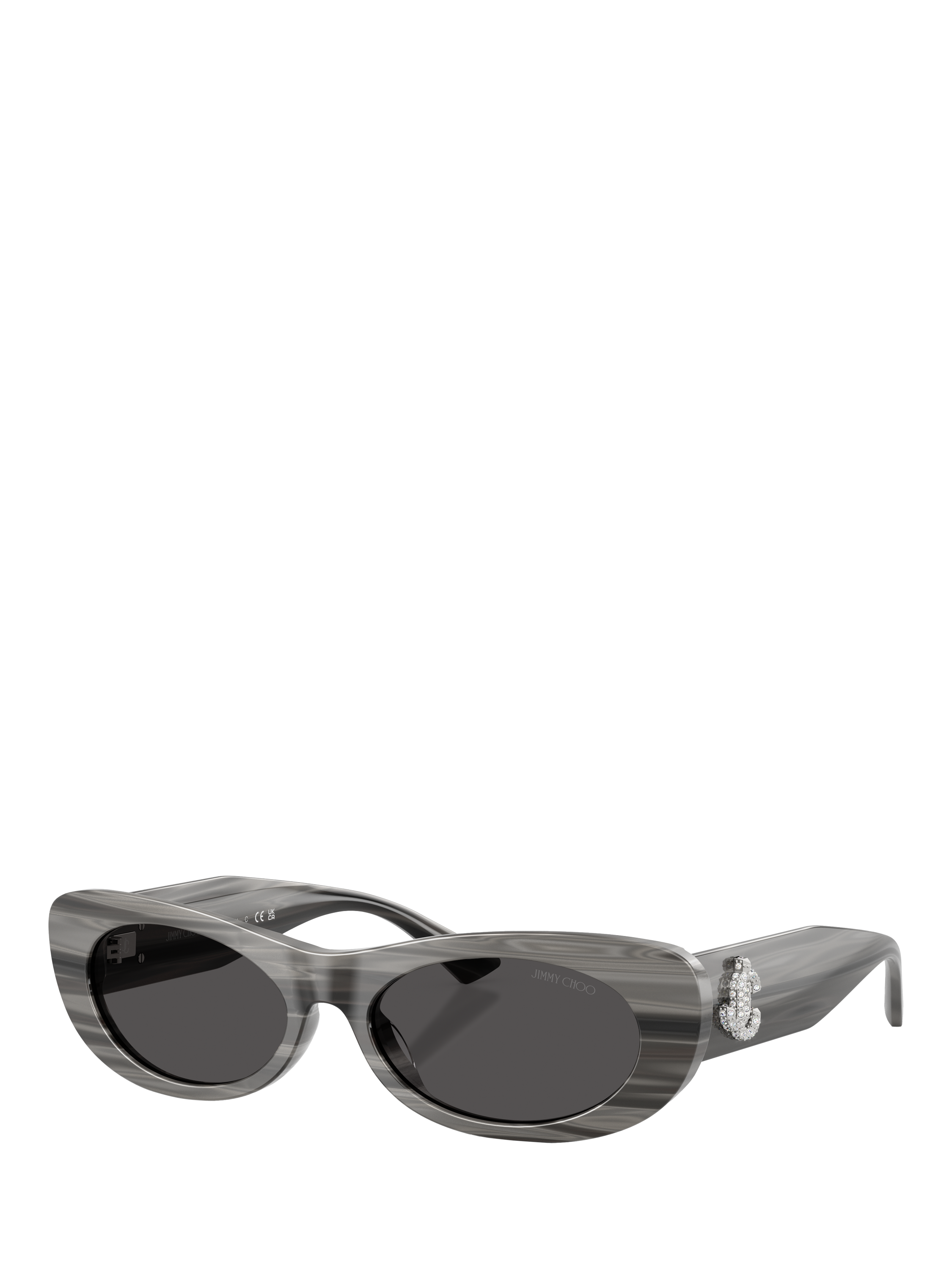 Product image 1 of 5, which shows Jimmy Choo JC5038B Women's Oval Sunglasses, Striped Black/Grey