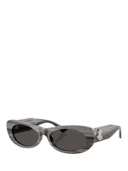 Jimmy Choo JC5038B Women's Oval Sunglasses, Striped Black/Grey