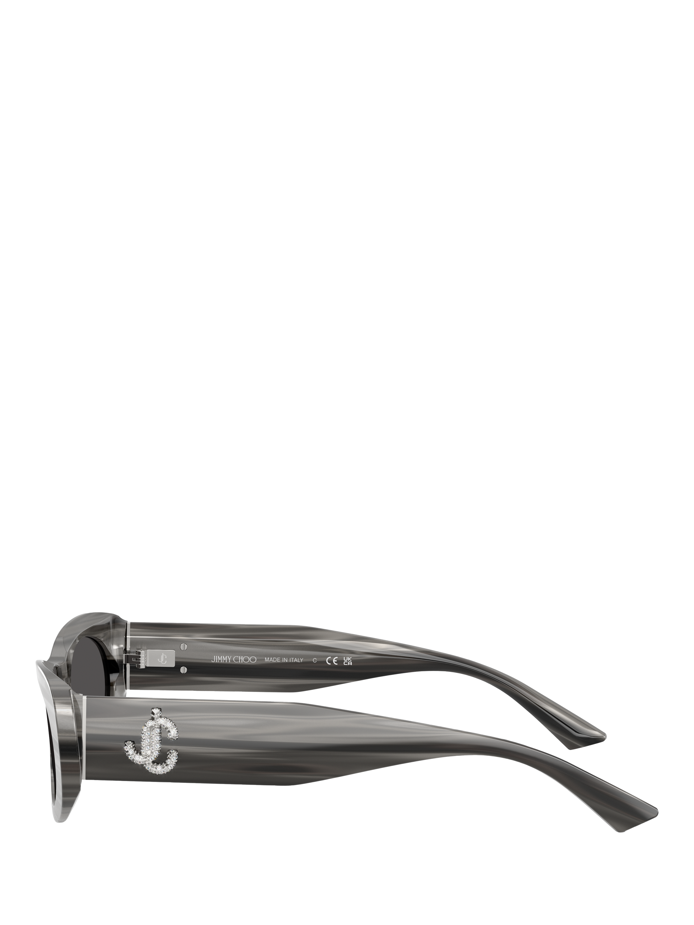 Product image 3 of 5, which shows Jimmy Choo JC5038B Women's Oval Sunglasses, Striped Black/Grey