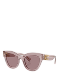 Miu Miu MU 01YS Women's Cat's Eye Sunglasses, Transparent Mauve/Purple