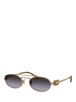 Miu Miu MU54ZS Women's Oval Sunglasses, Pale Gold, Antique Gold/Grey