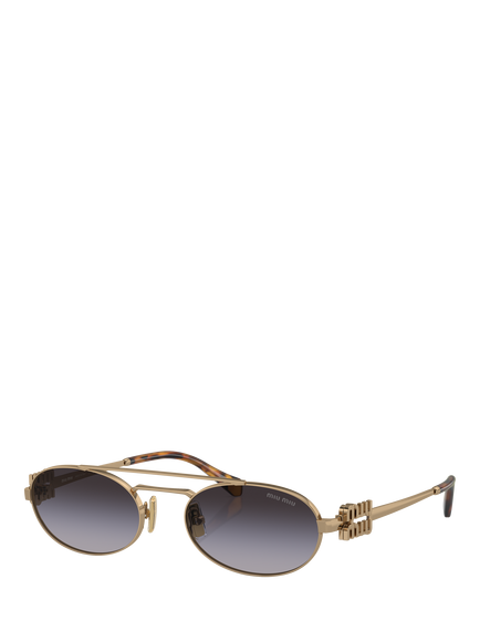 Miu Miu MU54ZS Women's Oval Sunglasses, Antique Gold/Grey