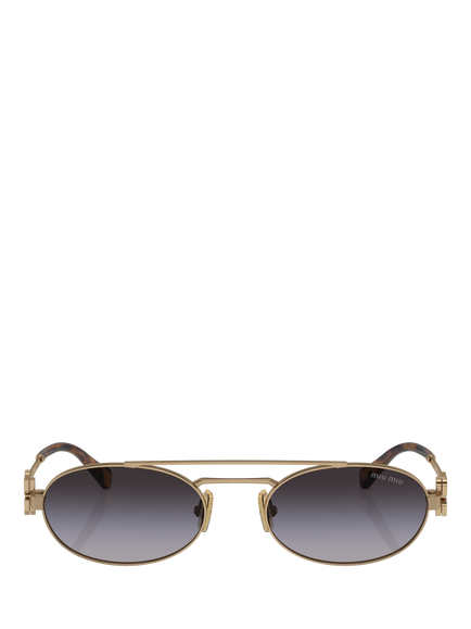 Miu Miu MU54ZS Women's Oval Sunglasses - view 2, Antique Gold/Grey
