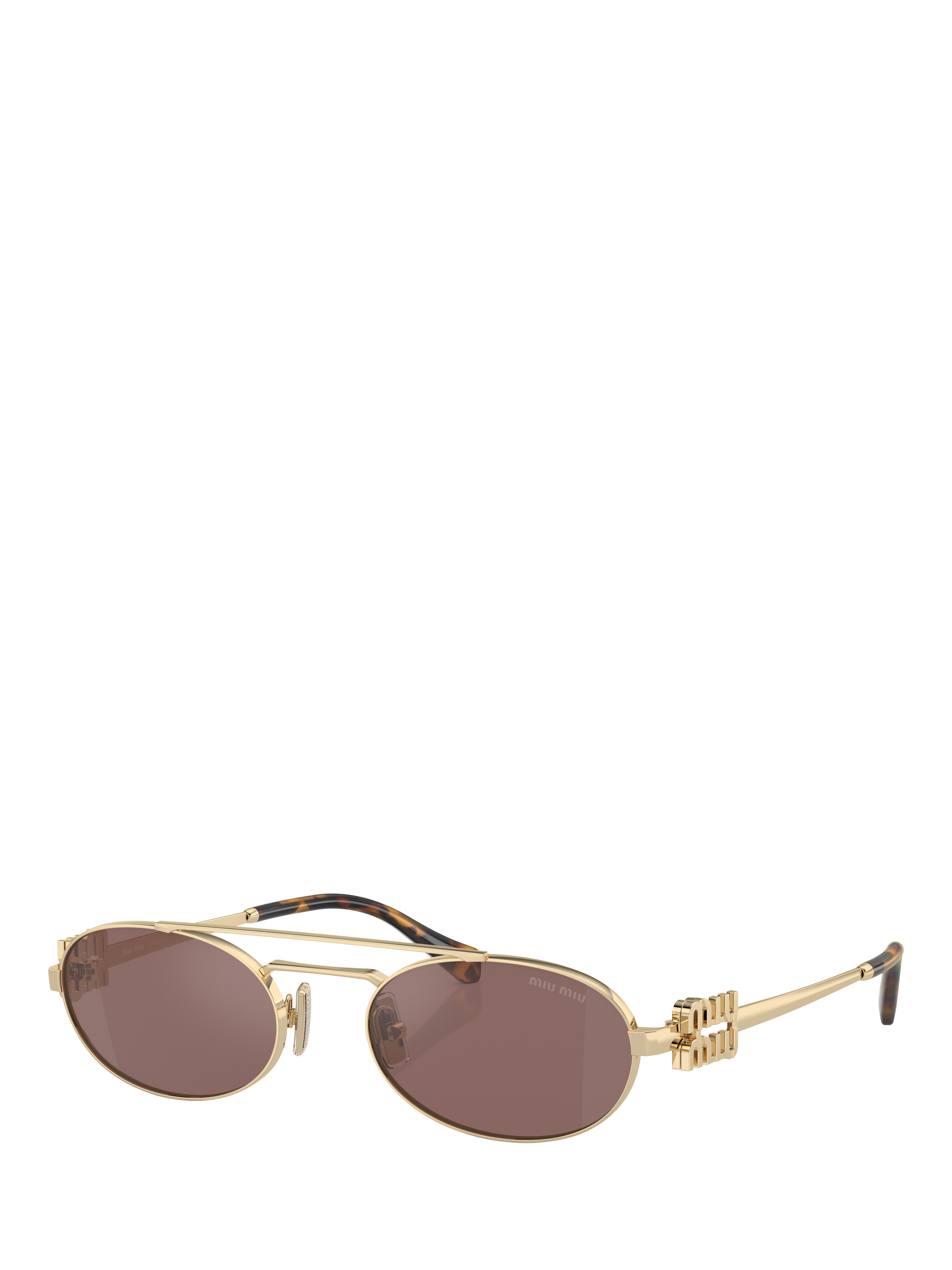 Product image 1 of 5, which shows Miu Miu MU54ZS Women's Oval Sunglasses, Pale Gold