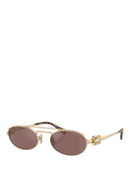 Miu Miu MU54ZS Women's Oval Sunglasses, Pale Gold, Pale Gold