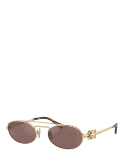 Miu Miu MU54ZS Women's Oval Sunglasses, Pale Gold, Pale Gold