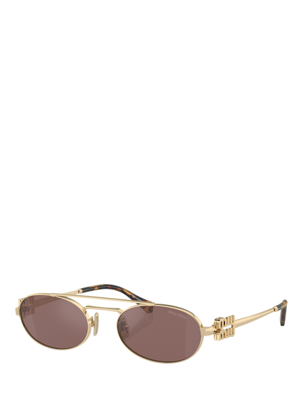Miu Miu MU54ZS Women's Oval Sunglasses, Pale Gold
