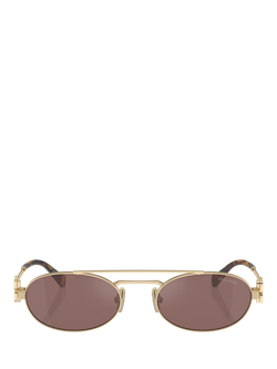 Miu Miu MU54ZS Women's Oval Sunglasses, Pale Gold - view 2, Pale Gold