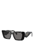 Prada PR 08YS Women's Polarised Cat's Eye Sunglasses, Black Crystal Tortoise/Grey