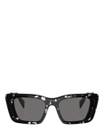 Prada PR 08YS Women's Polarised Cat's Eye Sunglasses, Black Crystal Tortoise/Grey