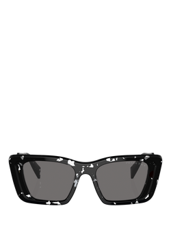 Prada PR 08YS Women's Polarised Cat's Eye Sunglasses, Black Crystal Tortoise/Grey - view 2, Black Crystal Tortoise/Grey