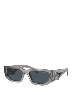 Prada PR 09ZS Men's Square Sunglasses, Transparent Asphalt/Grey