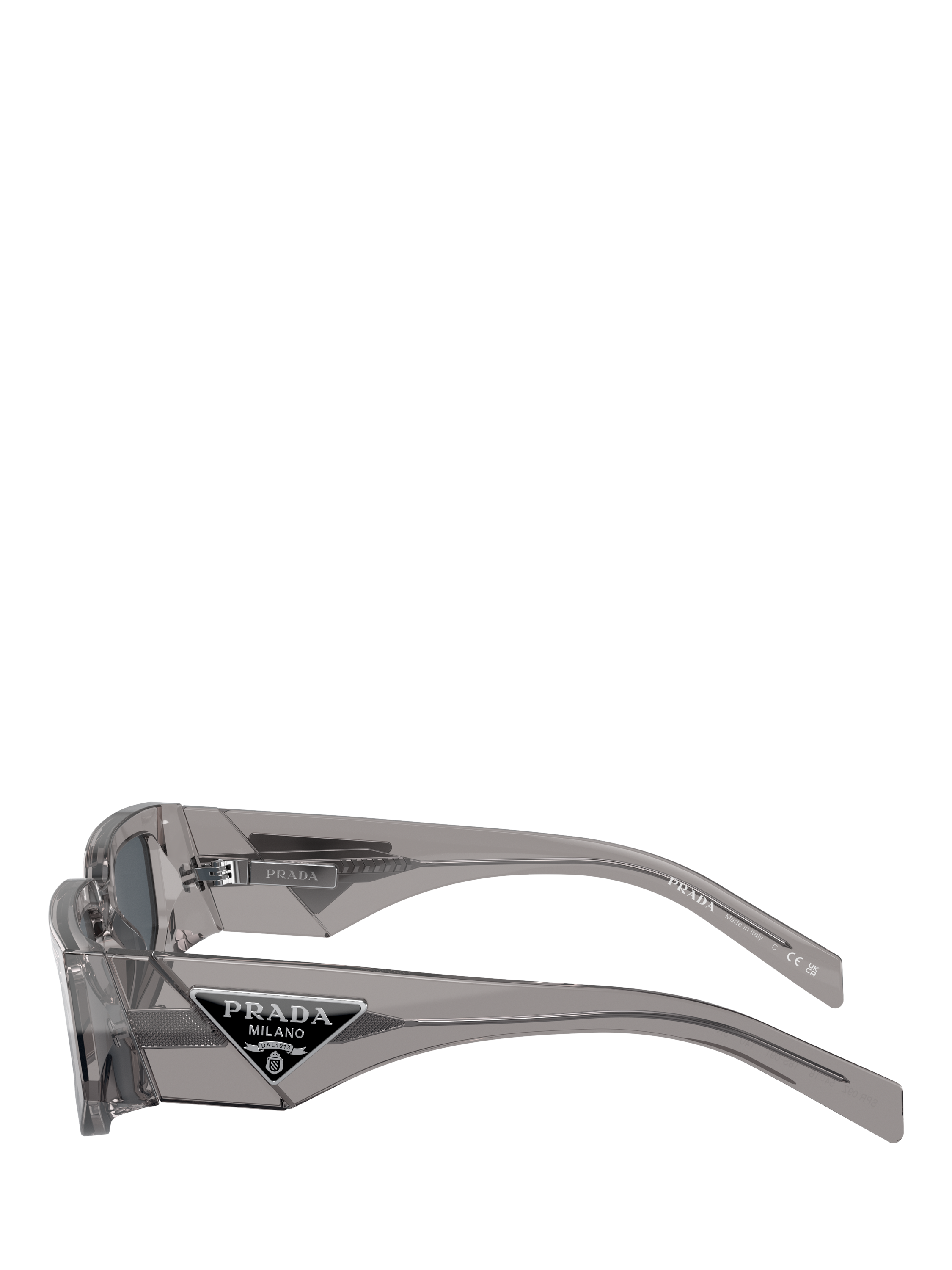 Product image 3 of 5, which shows Prada PR 09ZS Men's Square Sunglasses, Transparent Asphalt/Grey
