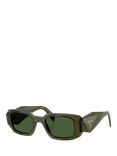 Prada PR 17WS Women's Rectangular Sunglasses, Transparent Bottle/Green