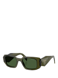 Prada PR 17WS Women's Rectangular Sunglasses, Transparent Bottle/Green, Transparent Bottle/Green