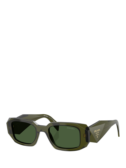 Prada PR 17WS Women's Rectangular Sunglasses, Transparent Bottle/Green, Transparent Bottle/Green