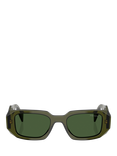 Prada PR 17WS Women's Rectangular Sunglasses, Transparent Bottle/Green