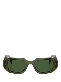 Prada PR 17WS Women's Rectangular Sunglasses, Transparent Bottle/Green - view 2, Transparent Bottle/Green