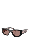 Prada PR A01S Women's Rectangular Sunglasses, Black Multi/Pink