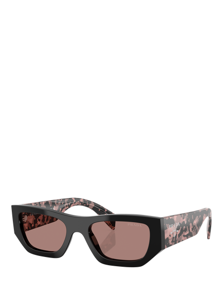 Prada PR A01S Women's Rectangular Sunglasses, Black Multi/Pink, Black Multi/Pink