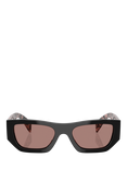 Prada PR A01S Women's Rectangular Sunglasses, Black Multi/Pink
