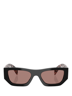 Prada PR A01S Women's Rectangular Sunglasses, Black Multi/Pink - view 2, Black Multi/Pink