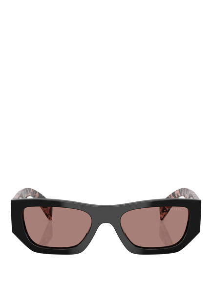Prada PR A01S Women's Rectangular Sunglasses, Black Multi/Pink - view 2, Black Multi/Pink