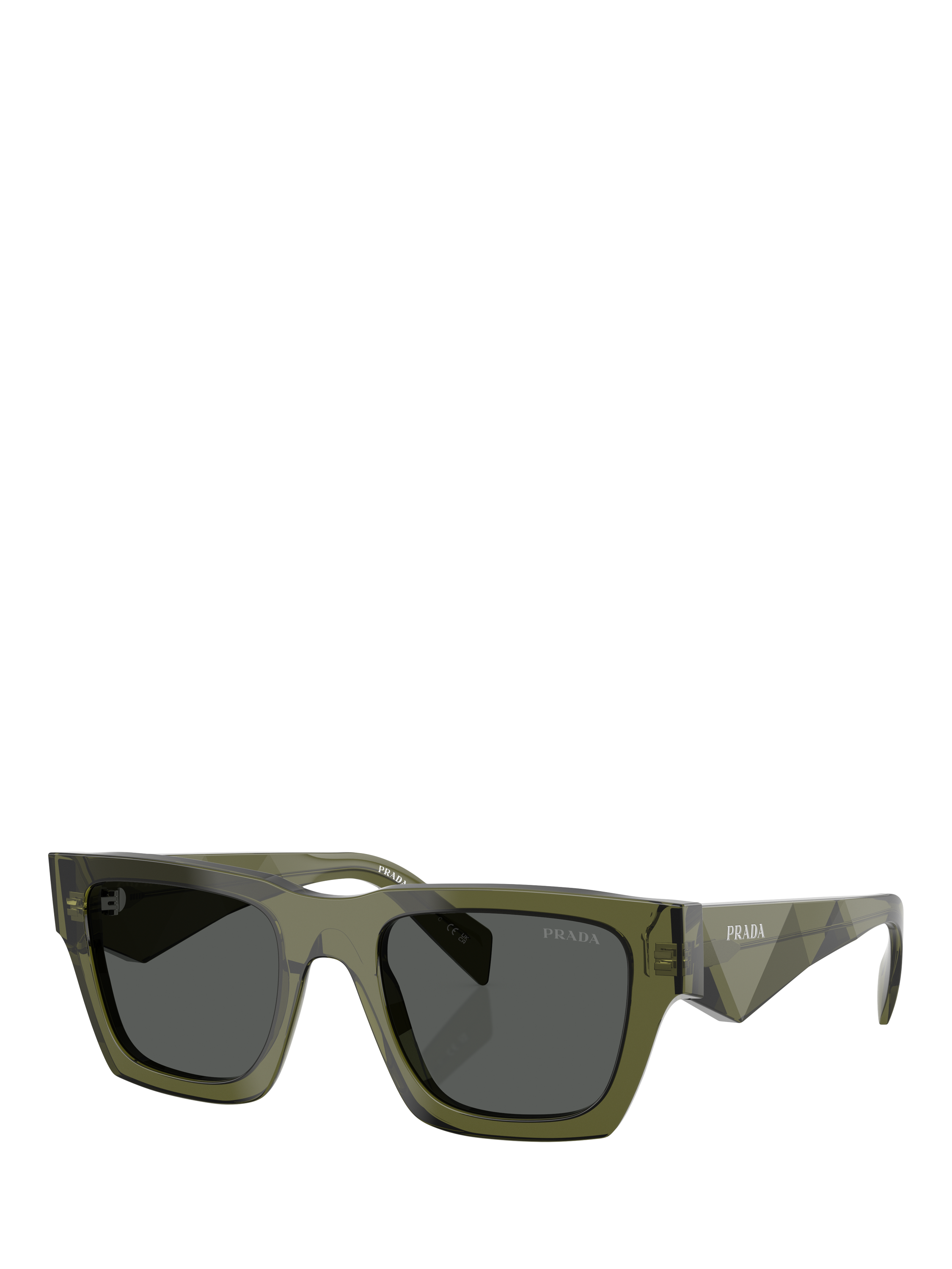 Product image 1 of 5, which shows Prada PR A06S Women's Square Sunglasses, Transparent Military/Grey