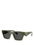 Prada PR A06S Women's Square Sunglasses, Transparent Military/Grey