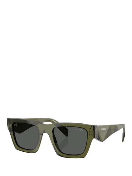 Prada PR A06S Women's Square Sunglasses, Transparent Military/Grey, Transparent Military/Grey