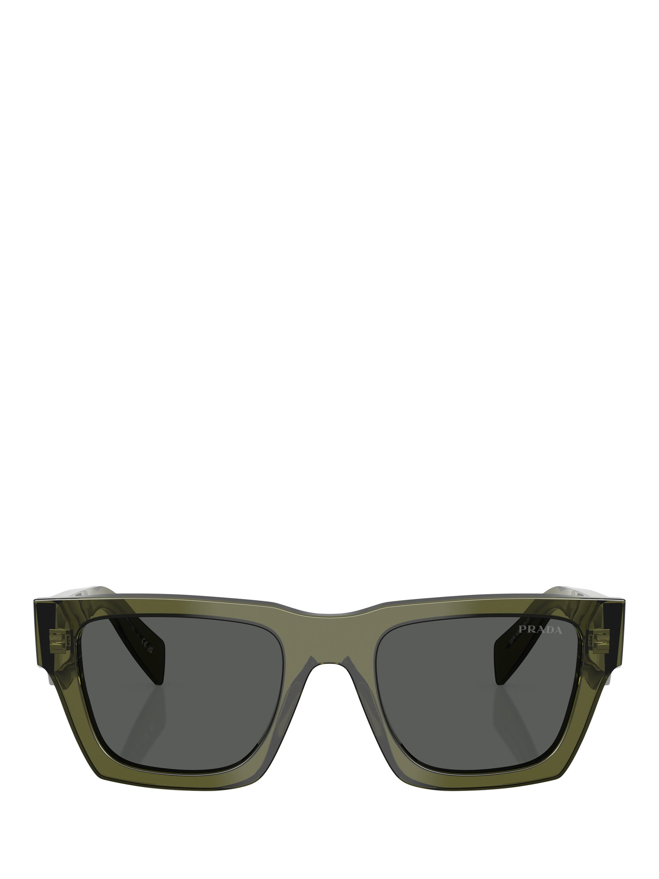 Product image 2 of 5, which shows Prada PR A06S Women's Square Sunglasses, Transparent Military/Grey