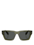 Prada PR A06S Women's Square Sunglasses, Transparent Military/Grey