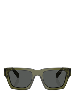 Prada PR A06S Women's Square Sunglasses, Transparent Military/Grey - view 2, Transparent Military/Grey