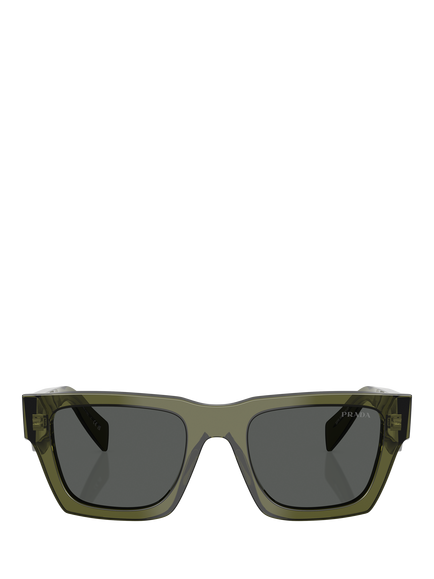Prada PR A06S Women's Square Sunglasses, Transparent Military/Grey - view 2, Transparent Military/Grey