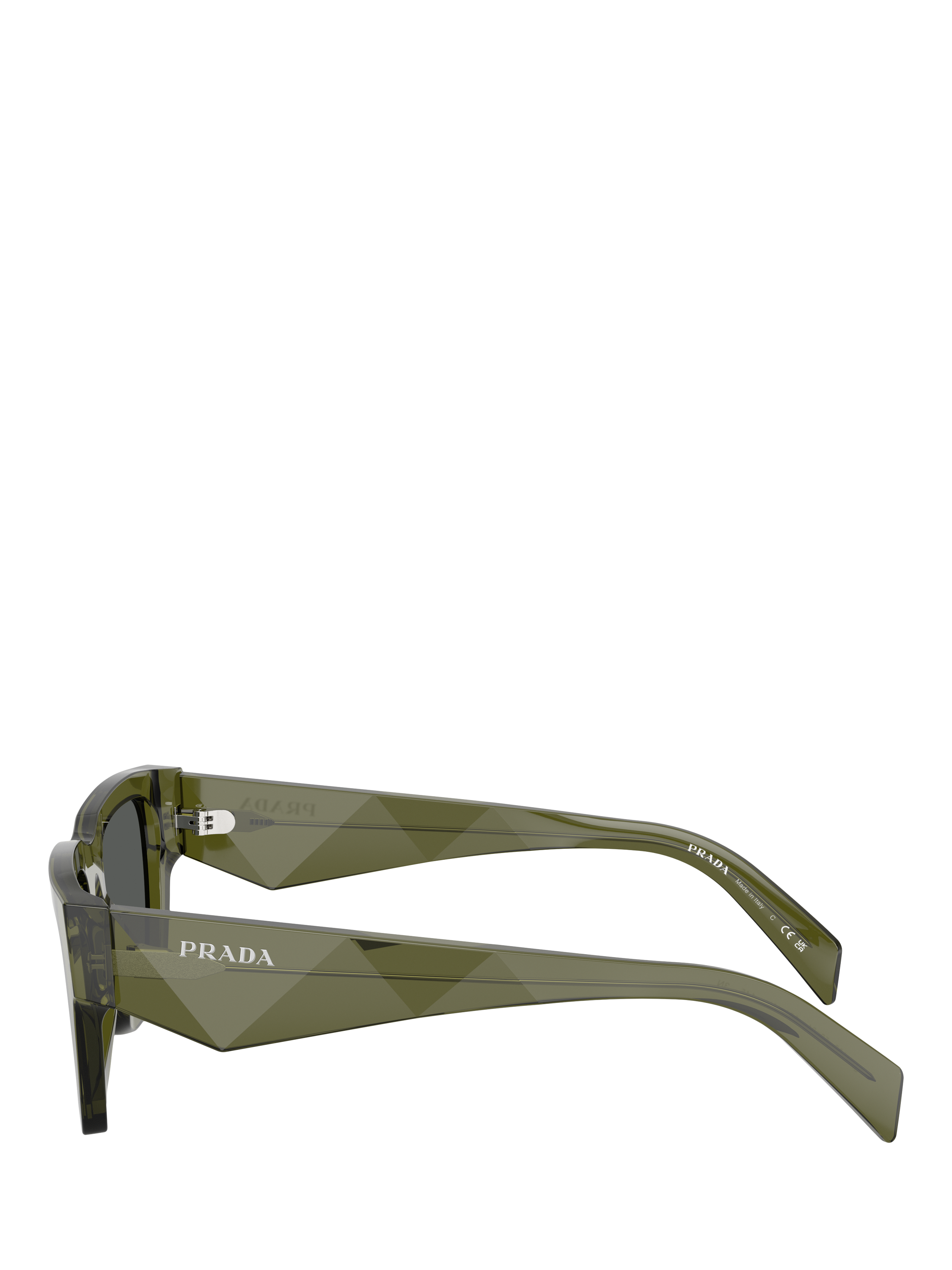 Product image 3 of 5, which shows Prada PR A06S Women's Square Sunglasses, Transparent Military/Grey