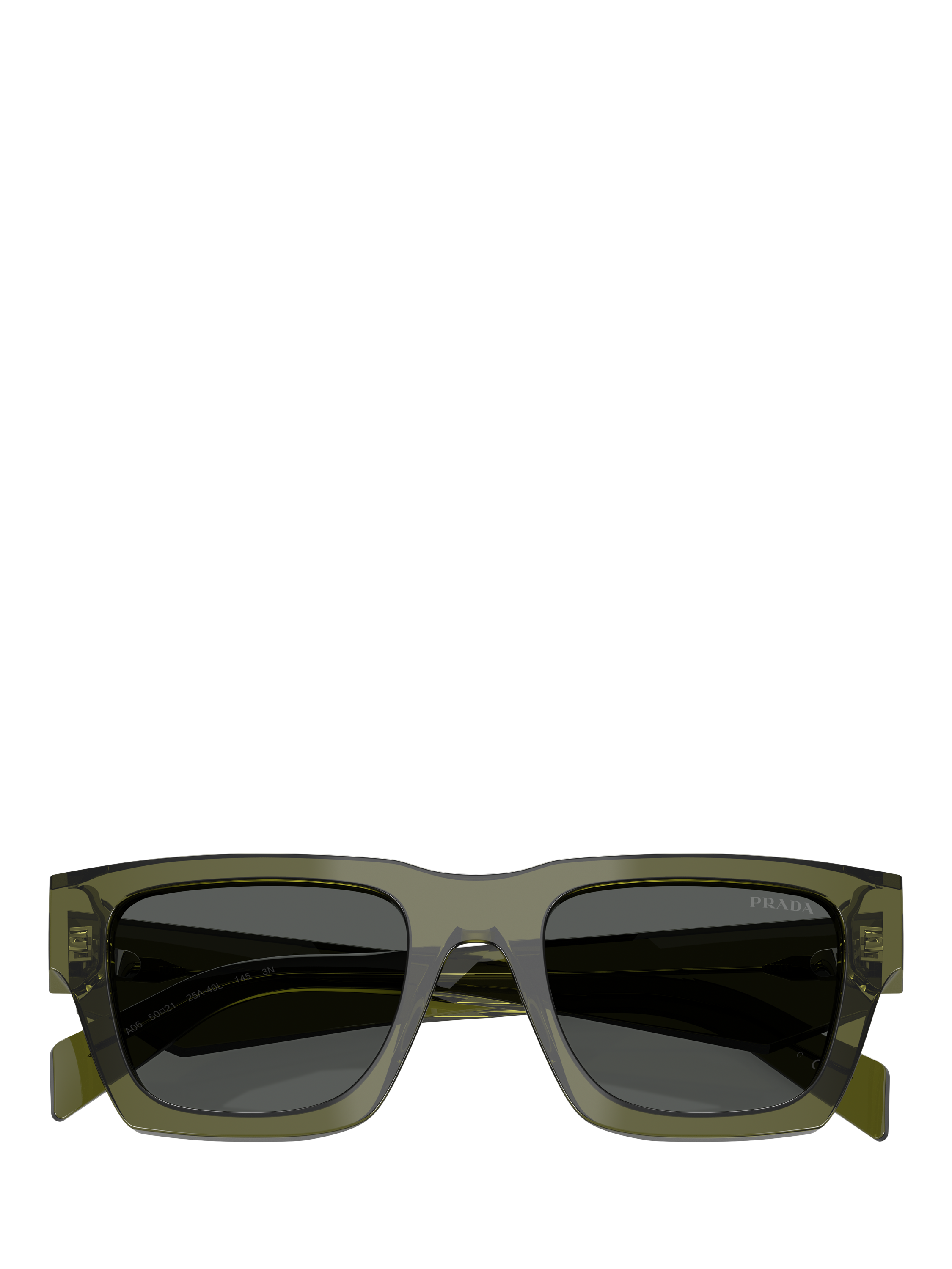 Product image 5 of 5, which shows Prada PR A06S Women's Square Sunglasses, Transparent Military/Grey