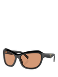 Prada PR A27S Women's Wrap Sunglasses, Black/Orange
