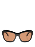 Prada PR A27S Women's Wrap Sunglasses, Black/Orange