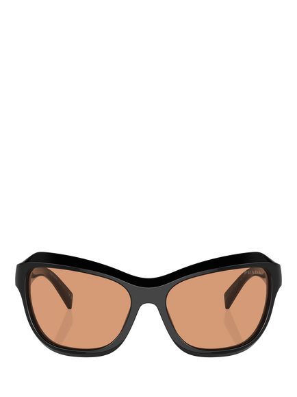 Prada PR A27S Women's Wrap Sunglasses, Black/Orange - view 2, Black/Orange
