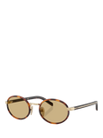 Prada PR B56S Women's Oval Sunglasses, Root Tortoise/Yellow