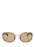 Prada PR B56S Women's Oval Sunglasses, Root Tortoise/Yellow