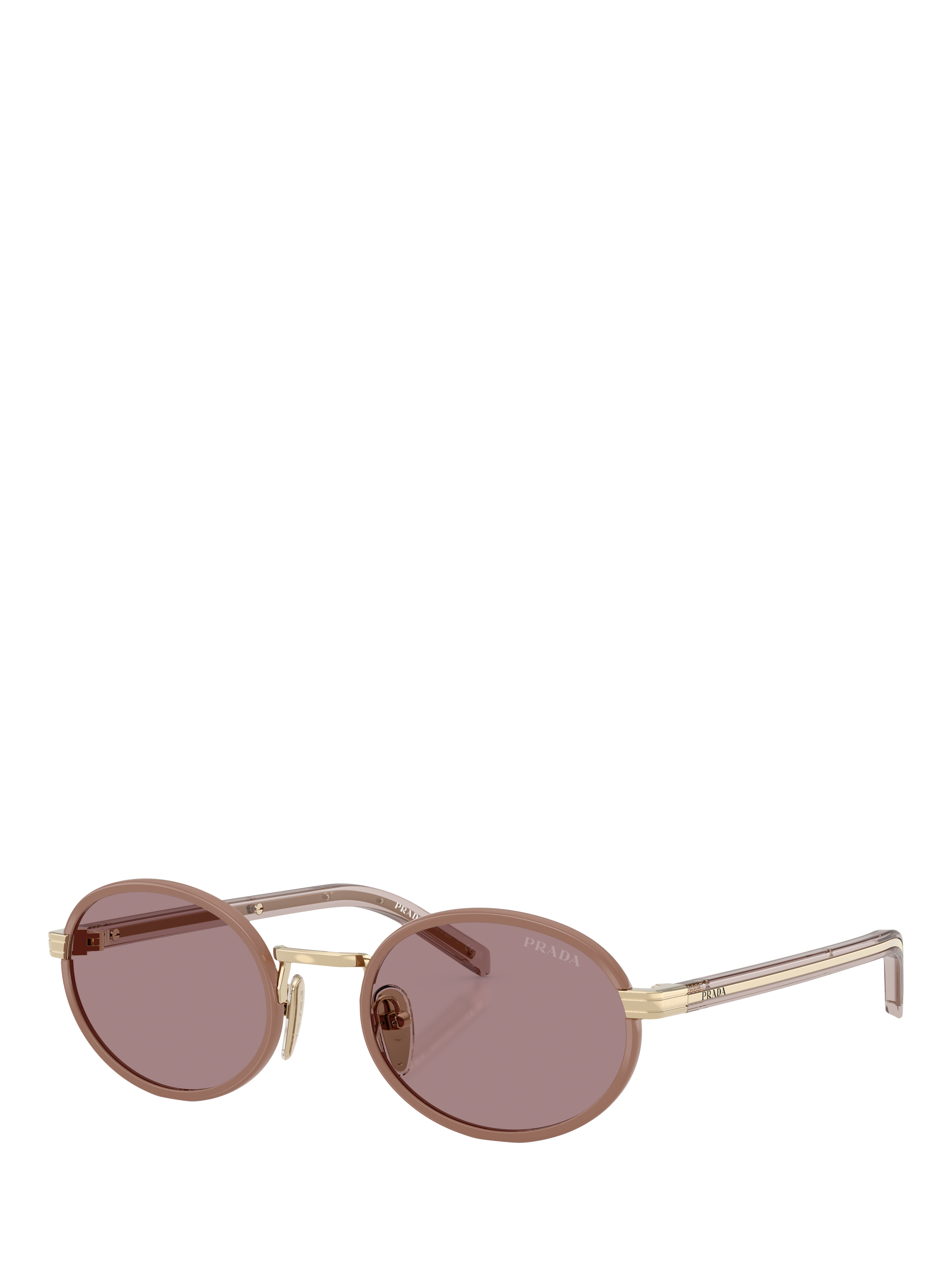 Product image 1 of 5, which shows Prada PR B56S Women's Oval Sunglasses, Gold/Pink