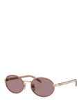 Prada PR B56S Women's Oval Sunglasses, Gold/Pink