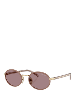 Prada PR B56S Women's Oval Sunglasses, Gold/Pink, Gold/Pink
